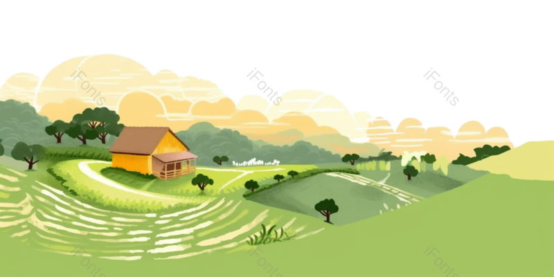 天空图片,插画元素,大自然PNG,房子免抠素材